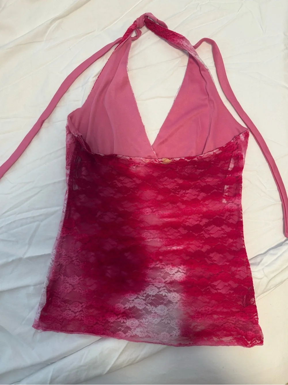 Sheer Lace Halter Cami Top - Pink Ombre